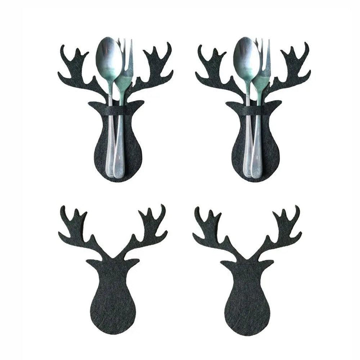 4PCS 44 Styles Christmas Knife and Fork Holder Elk Xmas Tree Pocket Cutlery Bag Non-woven fabric Cookware Organizer Table Decor - My Store