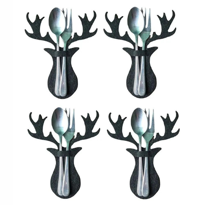 4PCS 44 Styles Christmas Knife and Fork Holder Elk Xmas Tree Pocket Cutlery Bag Non-woven fabric Cookware Organizer Table Decor - My Store