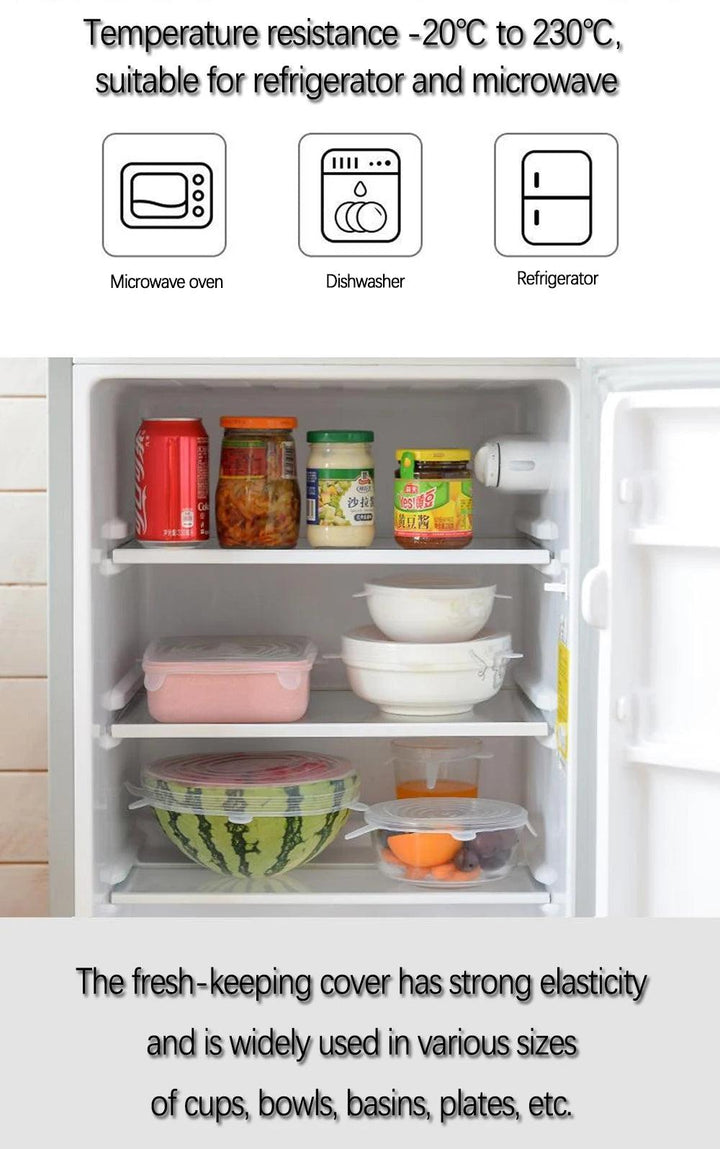Silicone Cover Stretch Lids Reusable Durable and Expendable Lids Silicone Covers for Fresh Food Leftovers Keep Food Fresh - My Store