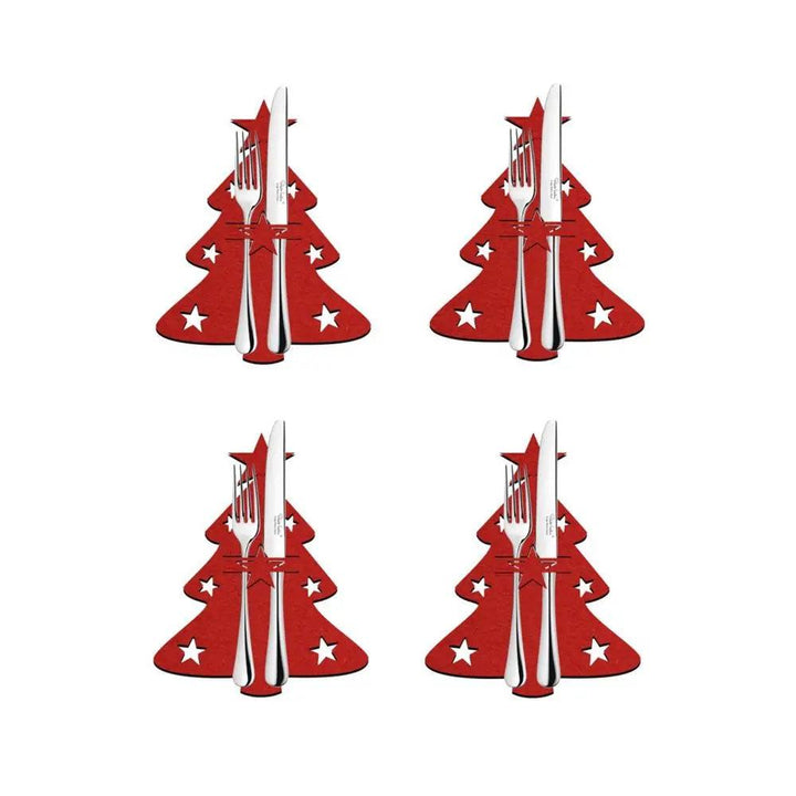 4PCS 44 Styles Christmas Knife and Fork Holder Elk Xmas Tree Pocket Cutlery Bag Non-woven fabric Cookware Organizer Table Decor - My Store