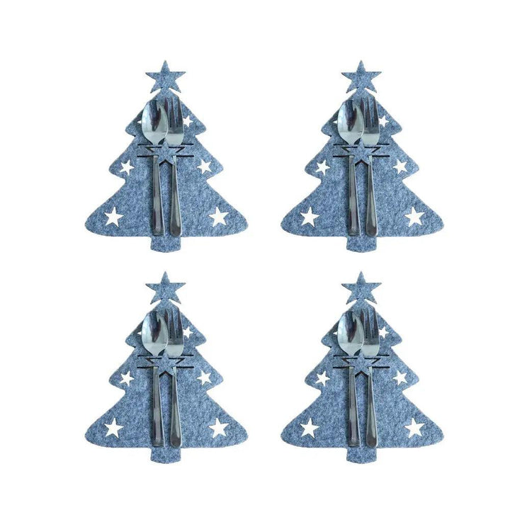 4PCS 44 Styles Christmas Knife and Fork Holder Elk Xmas Tree Pocket Cutlery Bag Non-woven fabric Cookware Organizer Table Decor - My Store