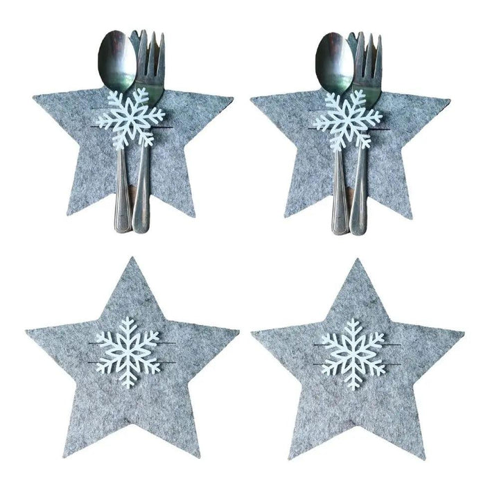 4PCS 44 Styles Christmas Knife and Fork Holder Elk Xmas Tree Pocket Cutlery Bag Non-woven fabric Cookware Organizer Table Decor - My Store