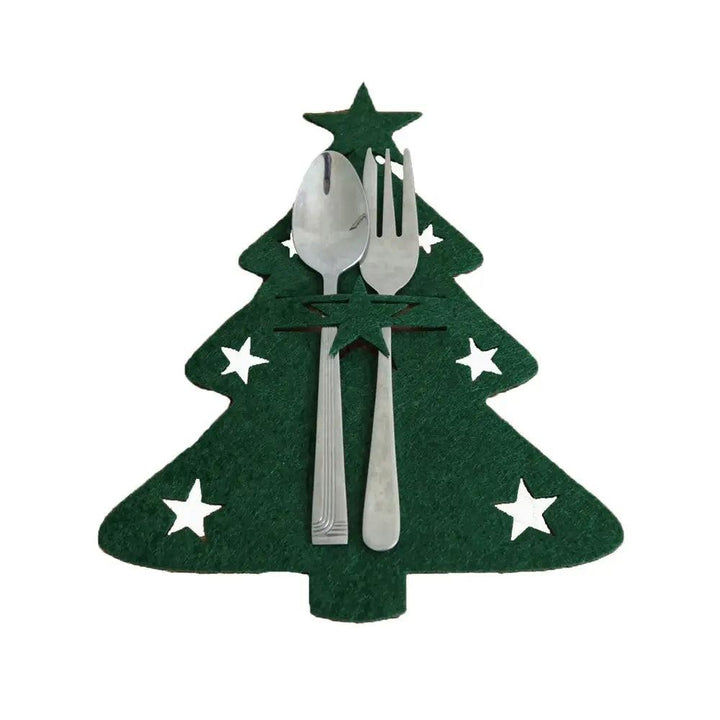 4PCS 44 Styles Christmas Knife and Fork Holder Elk Xmas Tree Pocket Cutlery Bag Non-woven fabric Cookware Organizer Table Decor - My Store