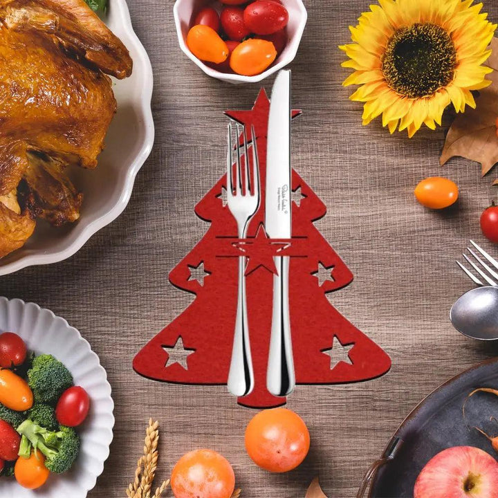 4PCS 44 Styles Christmas Knife and Fork Holder Elk Xmas Tree Pocket Cutlery Bag Non-woven fabric Cookware Organizer Table Decor - My Store