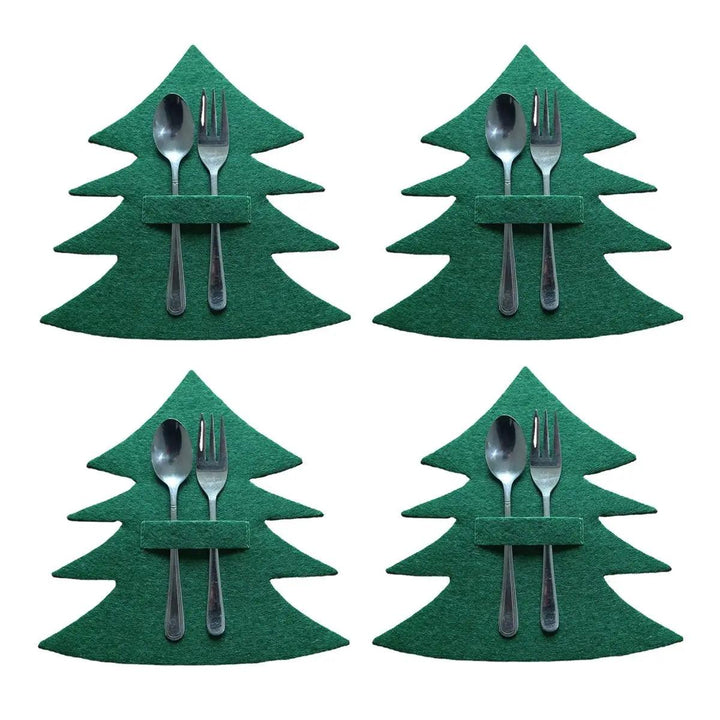 4PCS 44 Styles Christmas Knife and Fork Holder Elk Xmas Tree Pocket Cutlery Bag Non-woven fabric Cookware Organizer Table Decor - My Store