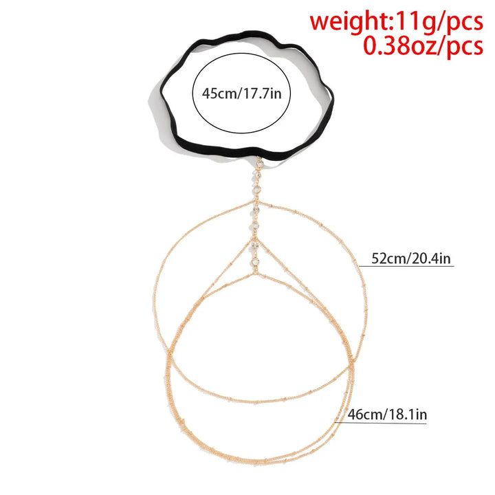 Boho Elastic Band Crystal Leg Thigh Chain for Women Summer Beach Sexy Tassel Multilayer Adjustable Body Jewelry Dress Decorate - My Store