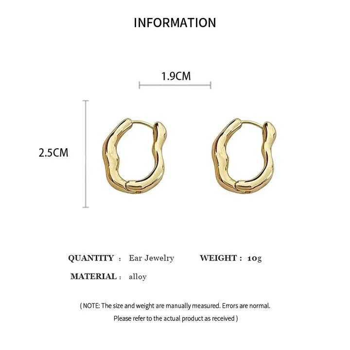 Gold Color Metallic Ear Loops For Women Simple Cool Style Irregular Geometric Ear Buckle Personalized Party HooP Earring Jewelry - My Store