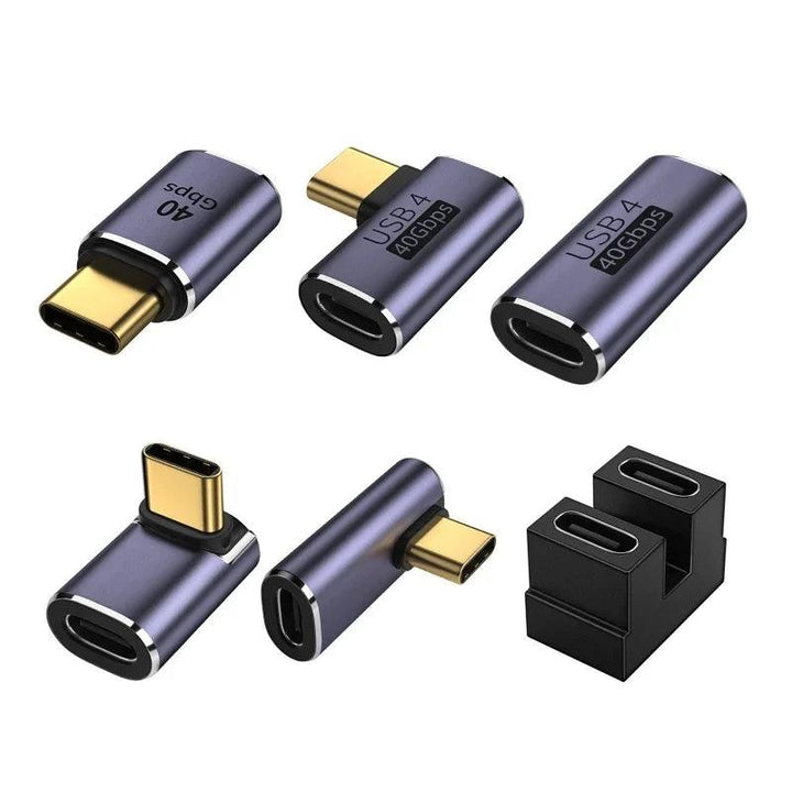 USB 4.0 PD 100W 8K 60Hz Charger Connector for Macbook 40Gbps High Speed USB C OTG U-Shape Straight Angle Male to Female Adapter - My Store