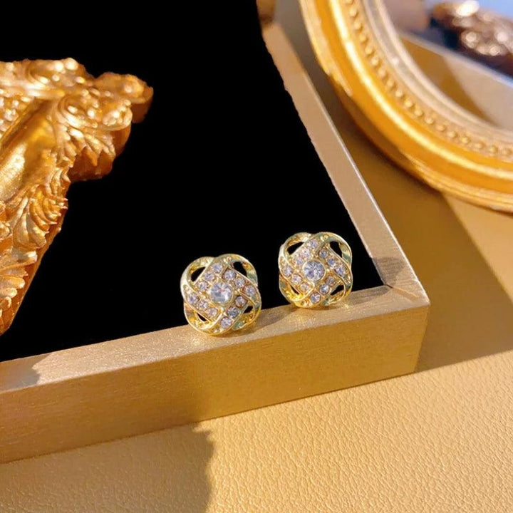 New Exquisite Shiny Zircon Heart Flower Earrings Korean Elegant Square Geometric Crystal Earrings for Women Fashion Jewelry Gift - My Store