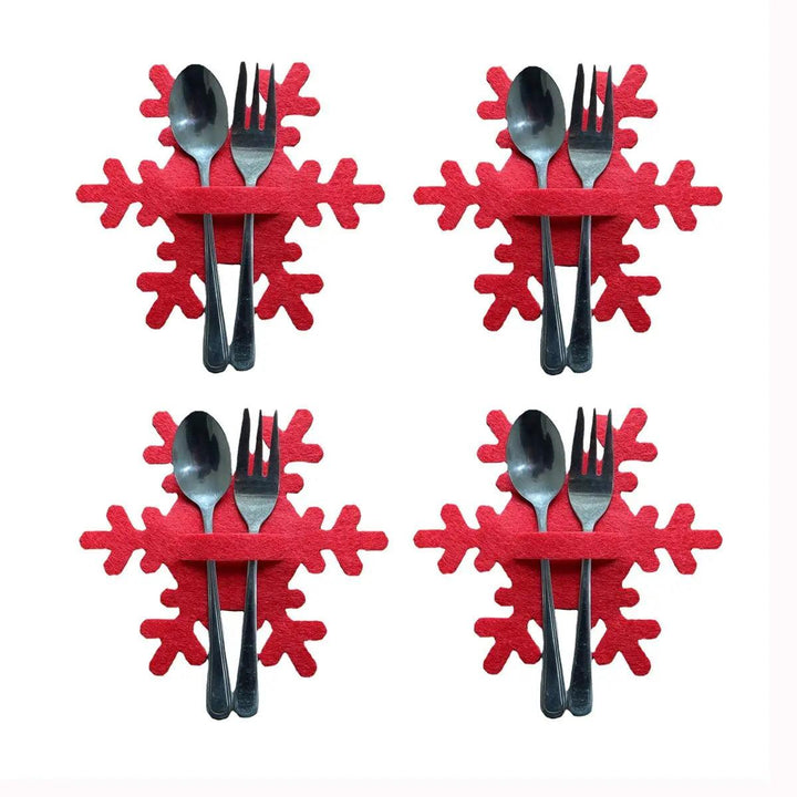 4PCS 44 Styles Christmas Knife and Fork Holder Elk Xmas Tree Pocket Cutlery Bag Non-woven fabric Cookware Organizer Table Decor - My Store
