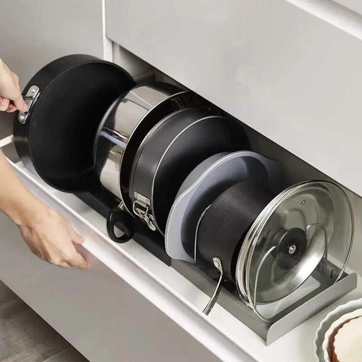 Expandable Stainless Steel Storage Rack Kitchen Cabinet Holder for Pan Pot Lid Cutting Board Drying Cookware Dish Rack Organizer - My Store