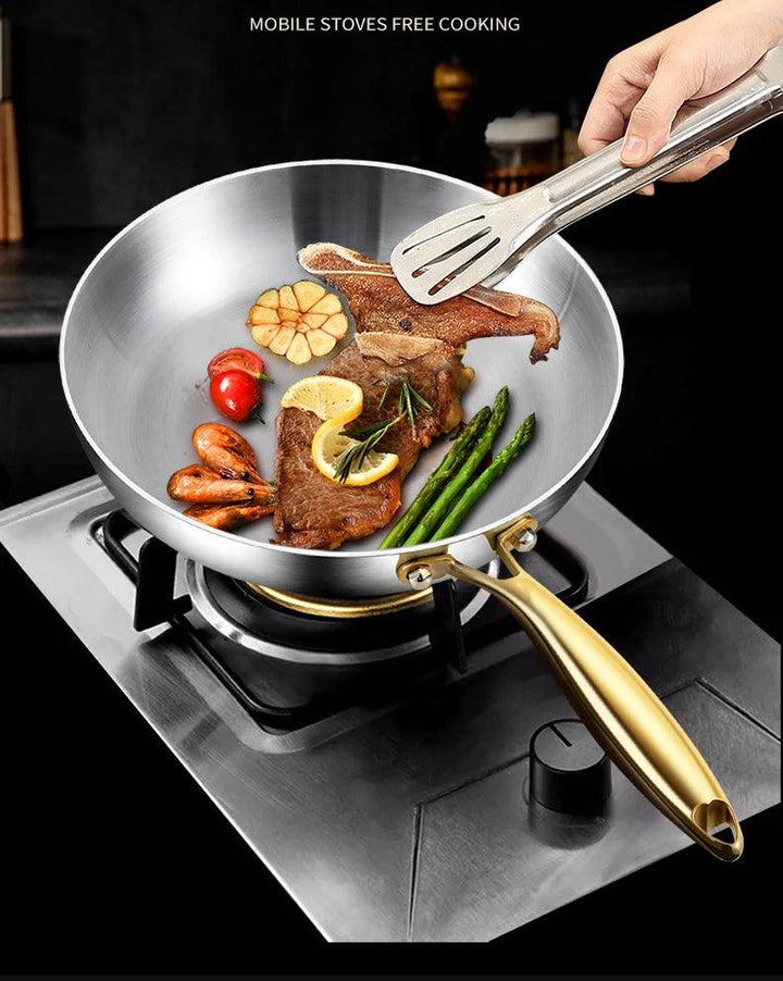 316 Stainless Steel Frying Pan Wok Pan Nonstick Cooking Fried Steak Gas Stove Pot Induction General Saucepan Kitchen Cookware - My Store