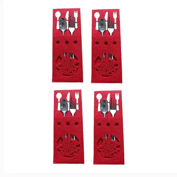 4PCS 44 Styles Christmas Knife and Fork Holder Elk Xmas Tree Pocket Cutlery Bag Non-woven fabric Cookware Organizer Table Decor - My Store