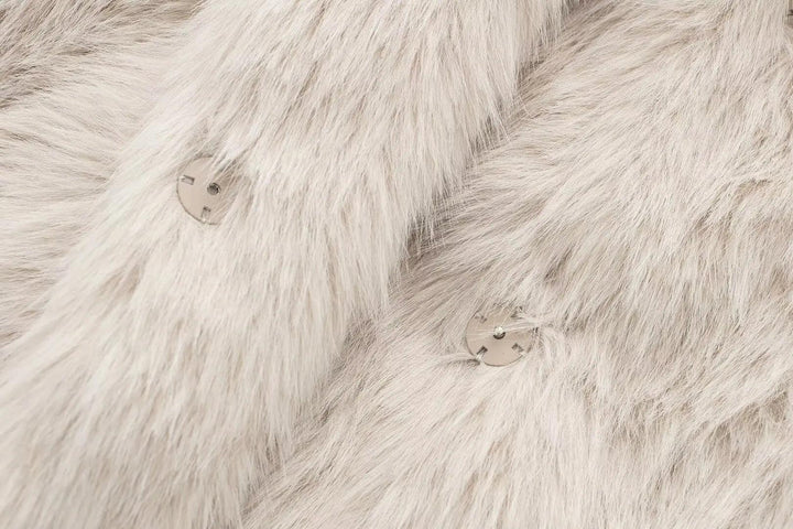TRAFZA-Women Fashion Winter Solid Big Lapel Coat Faux Fur Coat Jacket New 2025 Autumn Winter Slouchy Burgundy Black Gray Coat - My Store
