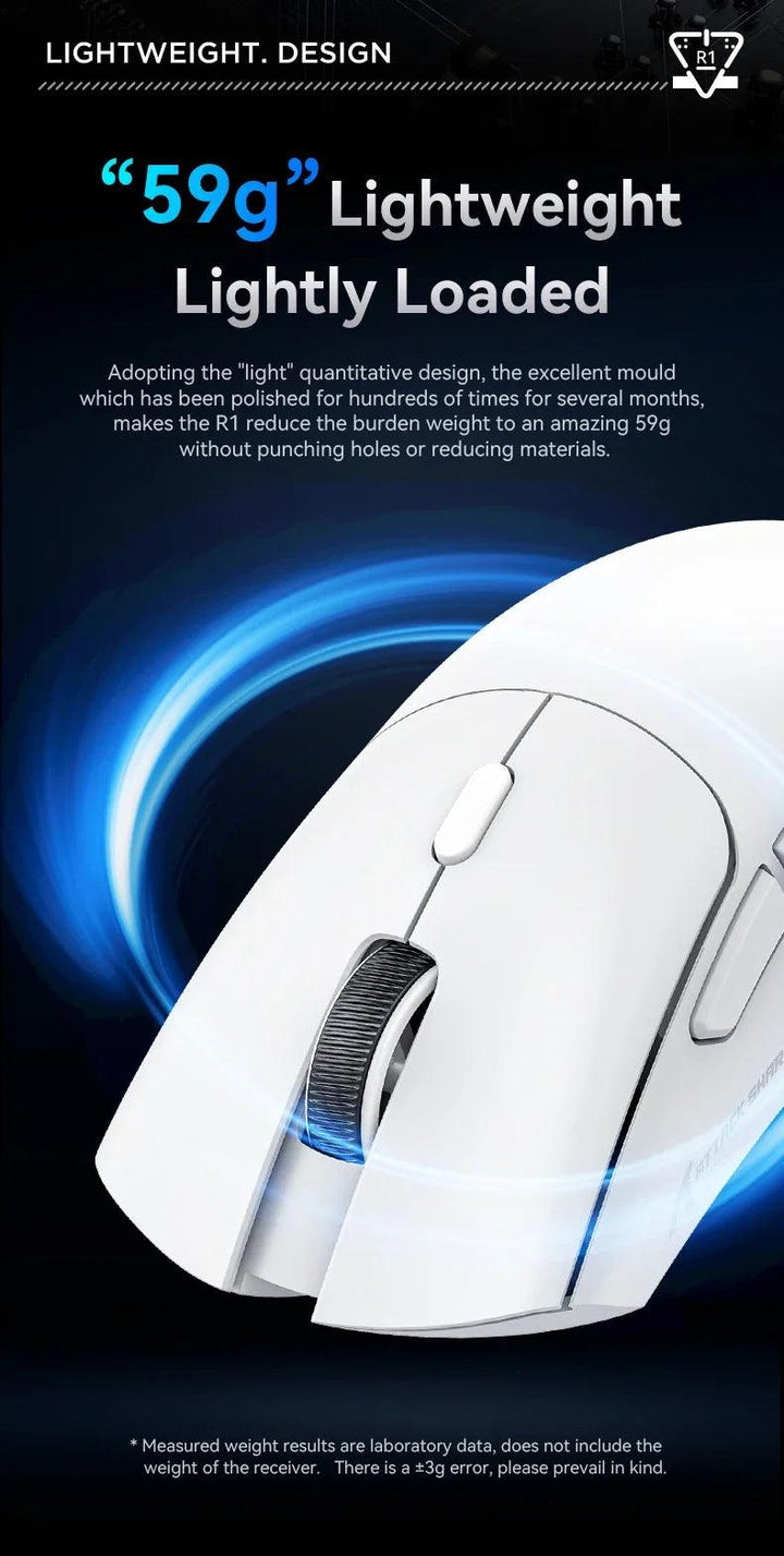 Attack Shark R1 18000dpi Wireless Bluetooth Mouse, Ultra Lightweight Ergonomic Design Mouse, PAW3311 Macro Gaming Mouse - My Store
