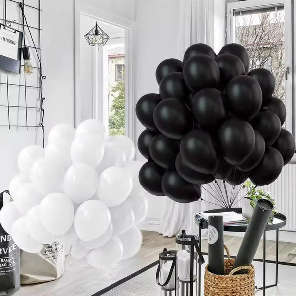5/10/12 Inch Black White Round Matte Latex Balloon Birthday Party Wedding Baby Bathing Activities Decorative Balloon - My Store