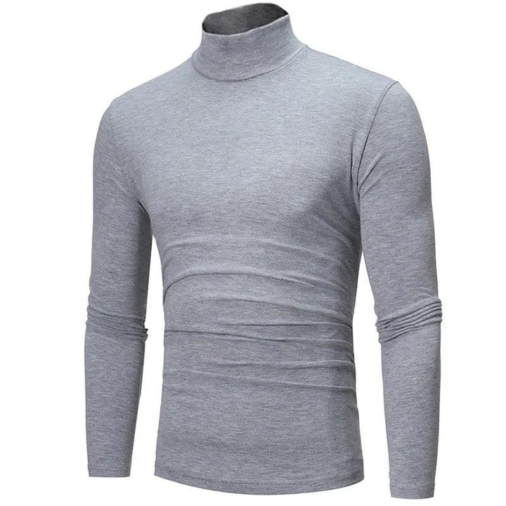 Autumn Winter Men's High Neck T-shirt Slim Fit Fashion High Elastic Long Sleeve Casual Breathable Apparel Pullover Thermal Tops - My Store