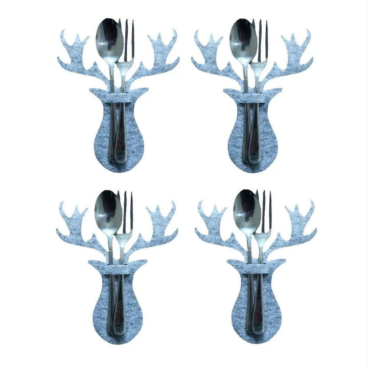 4PCS 44 Styles Christmas Knife and Fork Holder Elk Xmas Tree Pocket Cutlery Bag Non-woven fabric Cookware Organizer Table Decor - My Store
