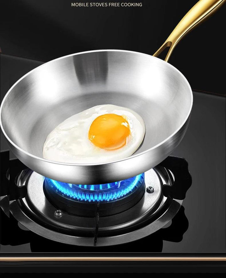 316 Stainless Steel Frying Pan Wok Pan Nonstick Cooking Fried Steak Gas Stove Pot Induction General Saucepan Kitchen Cookware - My Store