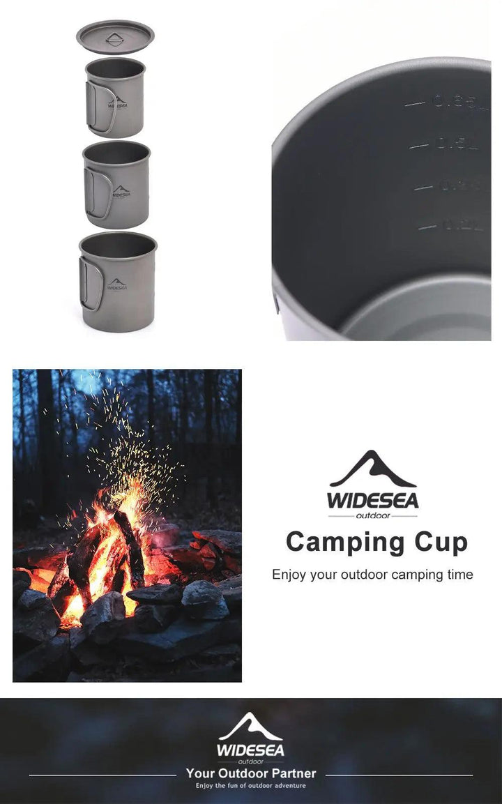 Widesea Camping Mug Titanium Cup Tourist Tableware Picnic Utensils Outdoor Kitchen Equipment Travel Cooking Set Cookware Hiking - My Store