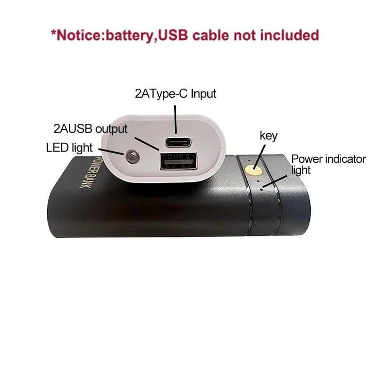 5V 2A 6000mAh 2X 18650 USB Type-C Battery Charger Case DIY Power Bank Box For Phone Electronic Charging Not Including Batteries - My Store