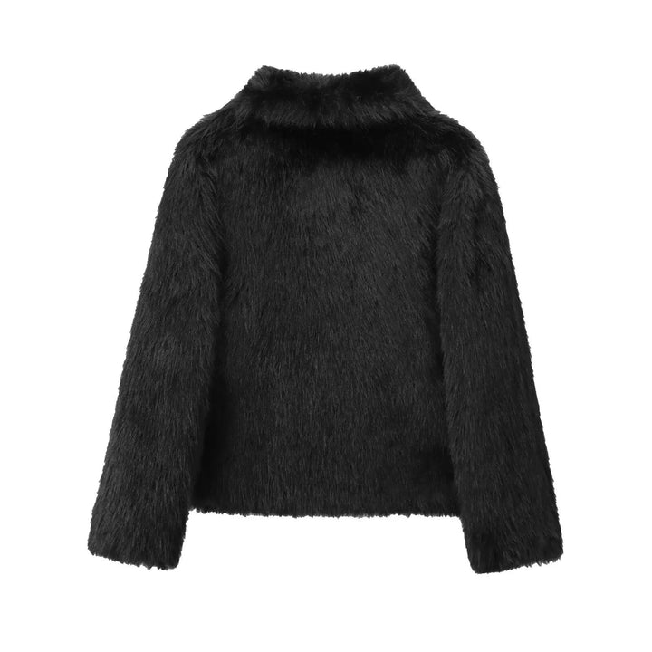 TRAFZA-Women Fashion Winter Solid Big Lapel Coat Faux Fur Coat Jacket New 2025 Autumn Winter Slouchy Burgundy Black Gray Coat - My Store