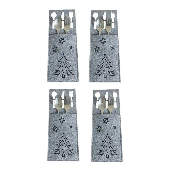 4PCS 44 Styles Christmas Knife and Fork Holder Elk Xmas Tree Pocket Cutlery Bag Non-woven fabric Cookware Organizer Table Decor - My Store