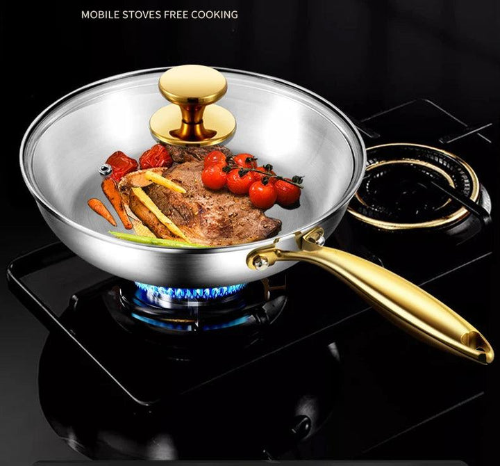 316 Stainless Steel Frying Pan Wok Pan Nonstick Cooking Fried Steak Gas Stove Pot Induction General Saucepan Kitchen Cookware - My Store