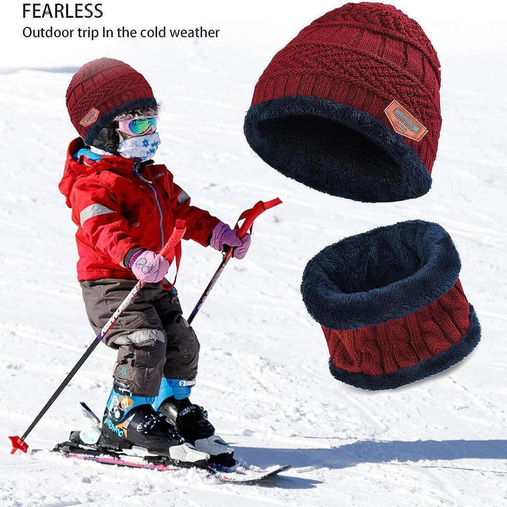 5-14 Years Kids Warm Knitted Hat Scarf Set Children Autumn Winter Hat Soft Knitted Cap Bonnet Infant Kids Hat For Boys Girls - My Store