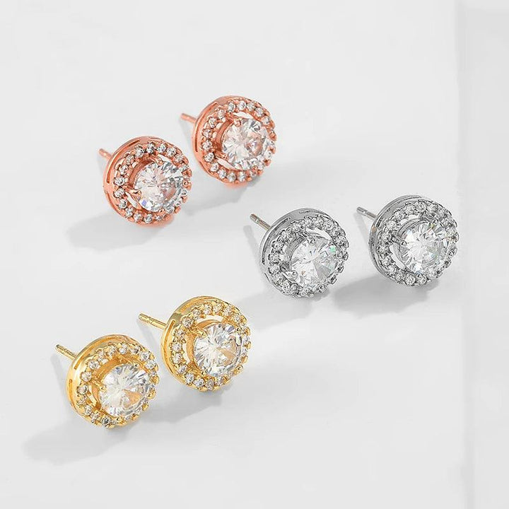 New Exquisite Shiny Zircon Heart Flower Earrings Korean Elegant Square Geometric Crystal Earrings for Women Fashion Jewelry Gift - My Store
