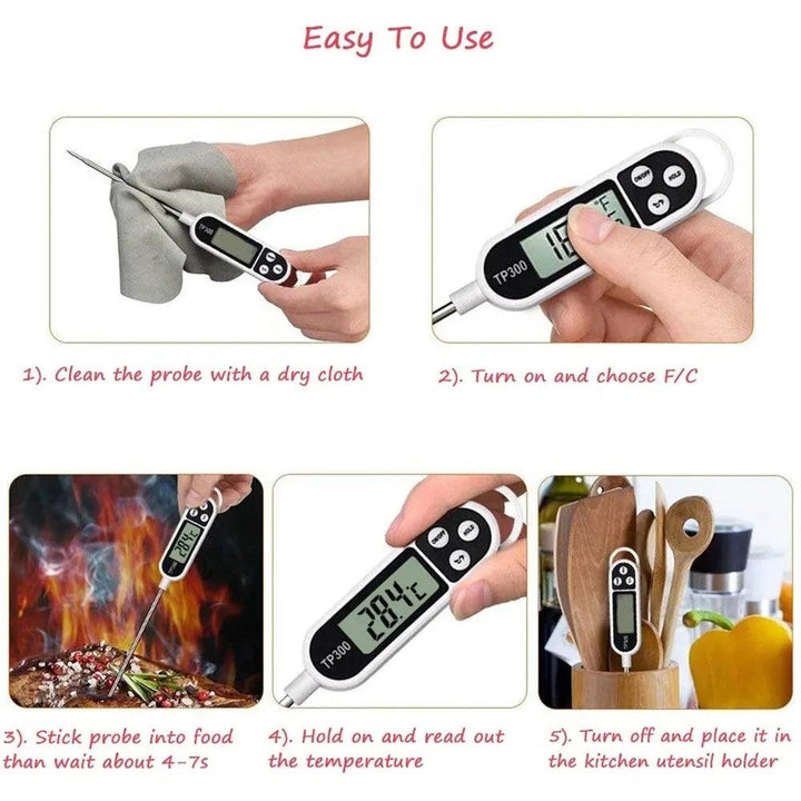 Food Thermometer TP300 Digital Kitchen Thermometer For Meat Cooking Food Probe BBQ Electronic Oven Kitchen Tools Portable - My Store
