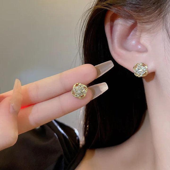 New Exquisite Shiny Zircon Heart Flower Earrings Korean Elegant Square Geometric Crystal Earrings for Women Fashion Jewelry Gift - My Store
