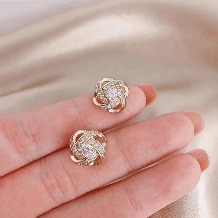 New Exquisite Shiny Zircon Heart Flower Earrings Korean Elegant Square Geometric Crystal Earrings for Women Fashion Jewelry Gift - My Store