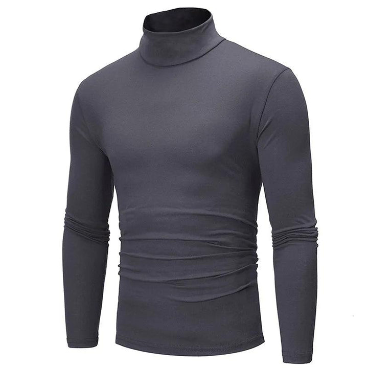 Autumn Winter Men's High Neck T-shirt Slim Fit Fashion High Elastic Long Sleeve Casual Breathable Apparel Pullover Thermal Tops - My Store
