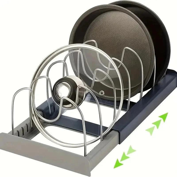 Expandable Stainless Steel Storage Rack Kitchen Cabinet Holder for Pan Pot Lid Cutting Board Drying Cookware Dish Rack Organizer - My Store