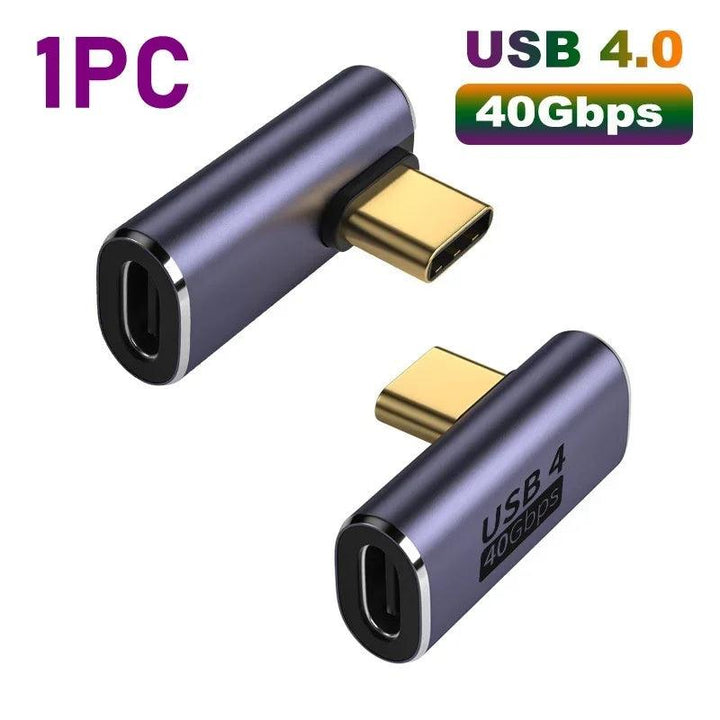 USB 4.0 PD 100W 8K 60Hz Charger Connector for Macbook 40Gbps High Speed USB C OTG U-Shape Straight Angle Male to Female Adapter - My Store