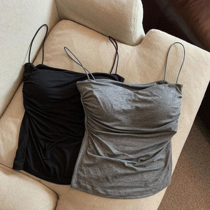 New Women's Halter Top Summer Korean Style Trend Fashion Built-In Women's Bra Stretch Women's Beach Everyday Casual Tank Top - My Store