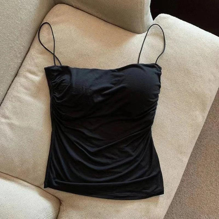 New Women's Halter Top Summer Korean Style Trend Fashion Built-In Women's Bra Stretch Women's Beach Everyday Casual Tank Top - My Store