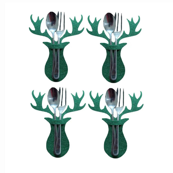 4PCS 44 Styles Christmas Knife and Fork Holder Elk Xmas Tree Pocket Cutlery Bag Non-woven fabric Cookware Organizer Table Decor - My Store