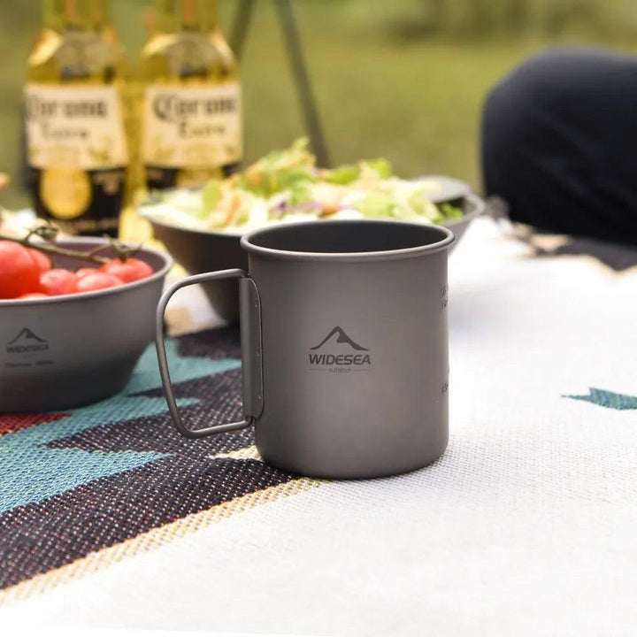 Widesea Camping Mug Titanium Cup Tourist Tableware Picnic Utensils Outdoor Kitchen Equipment Travel Cooking Set Cookware Hiking - My Store