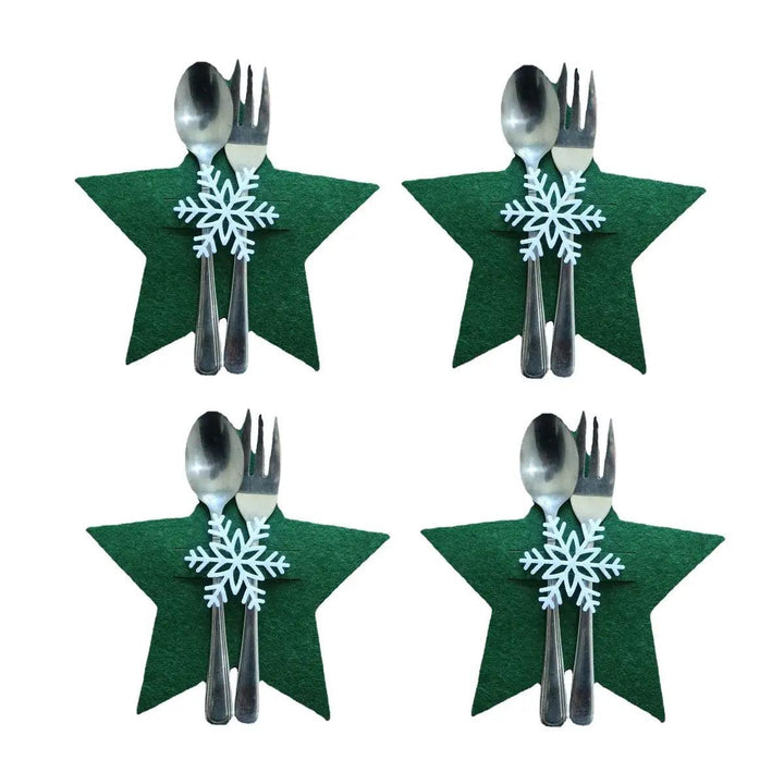 4PCS 44 Styles Christmas Knife and Fork Holder Elk Xmas Tree Pocket Cutlery Bag Non-woven fabric Cookware Organizer Table Decor - My Store