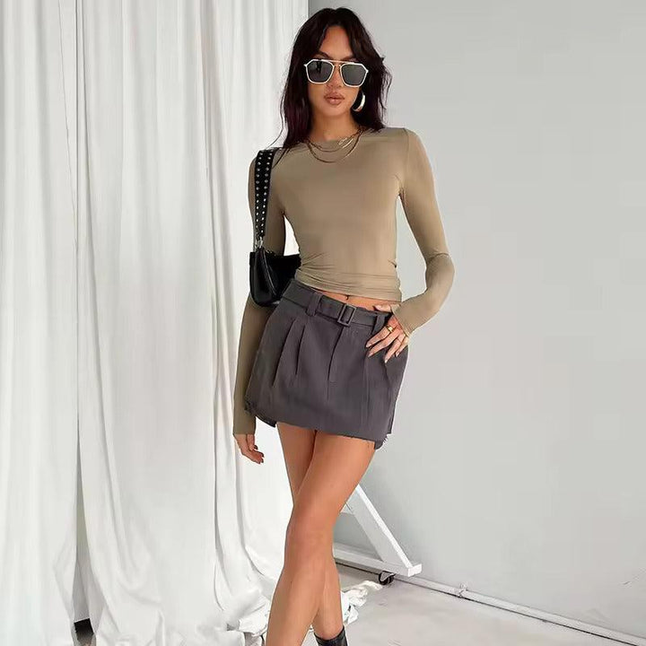 Women Casual Long Sleeve T-Shirts Spring Autumn Solid Slim Fit Pullovers Tees Shirts Female Streetwear Base Tees Tops Casual - My Store