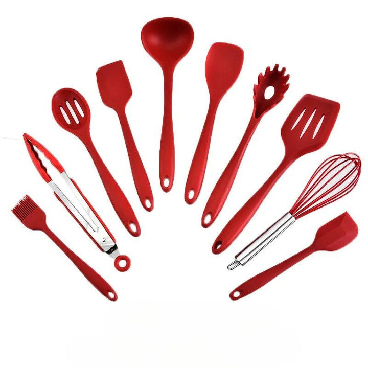 10 PCS Silicone Cookware Set Kitchen Cooking Tools Baking Tools Tableware Silicone Shovel Spoon Scraper Kitchen Accessories - My Store