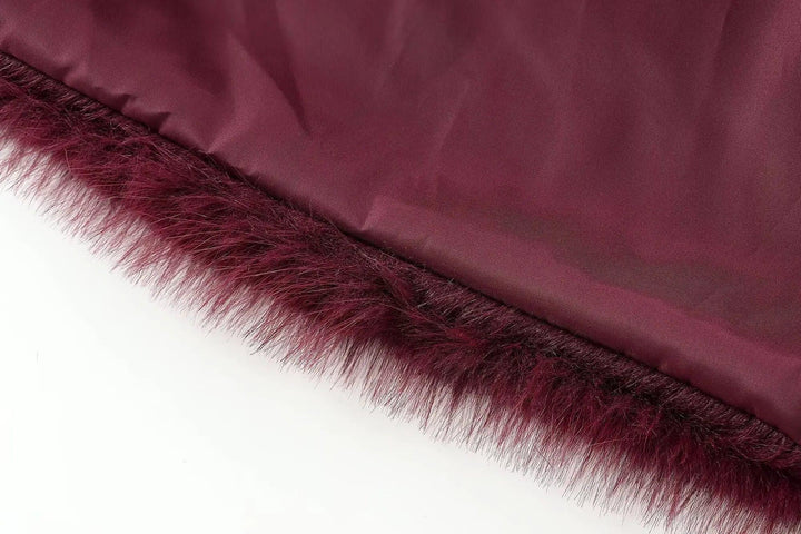 TRAFZA-Women Fashion Winter Solid Big Lapel Coat Faux Fur Coat Jacket New 2025 Autumn Winter Slouchy Burgundy Black Gray Coat - My Store