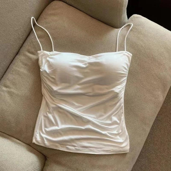 New Women's Halter Top Summer Korean Style Trend Fashion Built-In Women's Bra Stretch Women's Beach Everyday Casual Tank Top - My Store