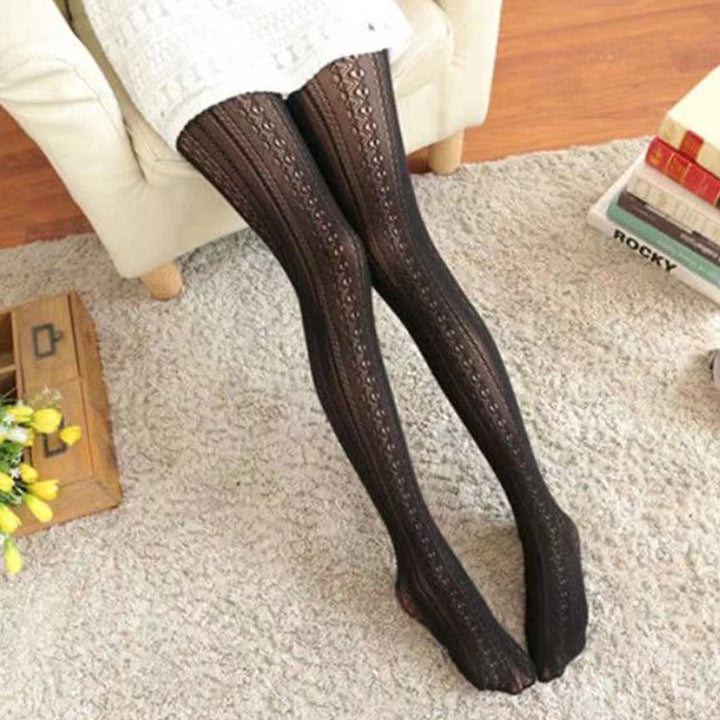 1 Pair Black White Lolita Vintage Hollow Out Pantyhose Sculpted Mesh Women Stockings For Dress - My Store