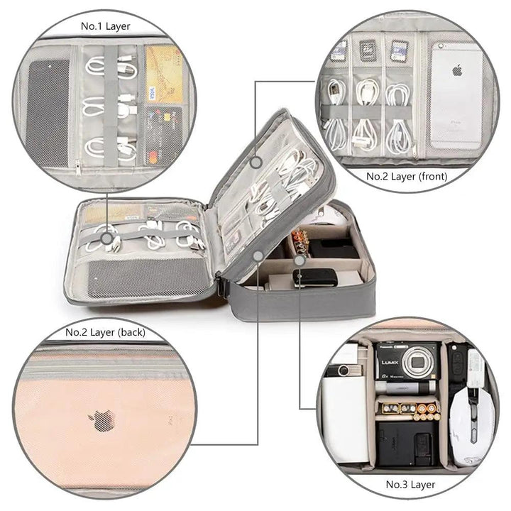 Travel Electronics Organizer Travel Cord Organizer Case Tech Storage Bag Extra Large 3Layers Universal Carry Cable Bag for Phone - My Store