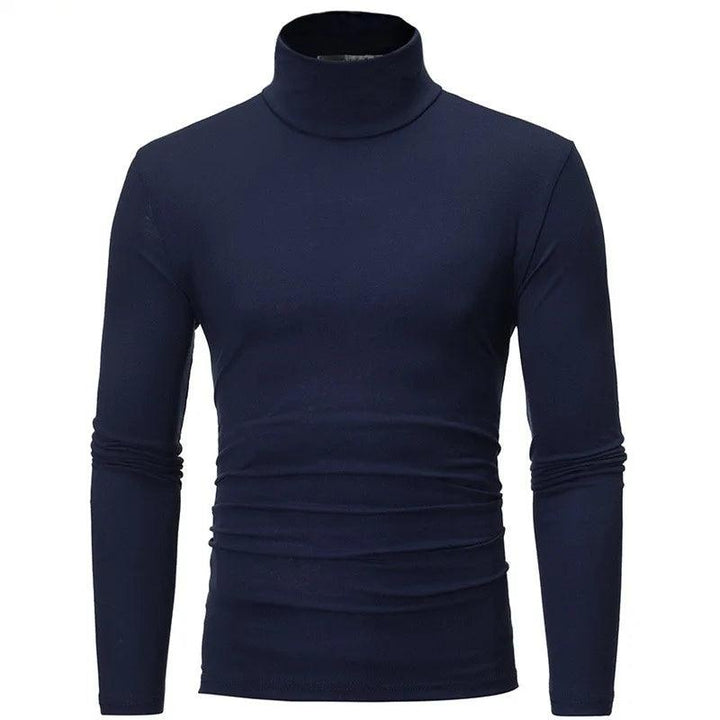 Autumn Winter Men's High Neck T-shirt Slim Fit Fashion High Elastic Long Sleeve Casual Breathable Apparel Pullover Thermal Tops - My Store