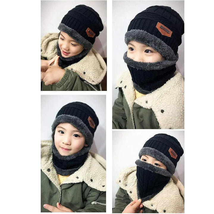5-14 Years Kids Warm Knitted Hat Scarf Set Children Autumn Winter Hat Soft Knitted Cap Bonnet Infant Kids Hat For Boys Girls - My Store