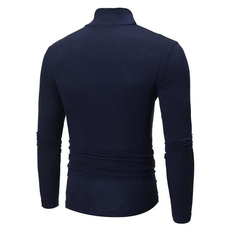 Autumn Winter Men's High Neck T-shirt Slim Fit Fashion High Elastic Long Sleeve Casual Breathable Apparel Pullover Thermal Tops - My Store